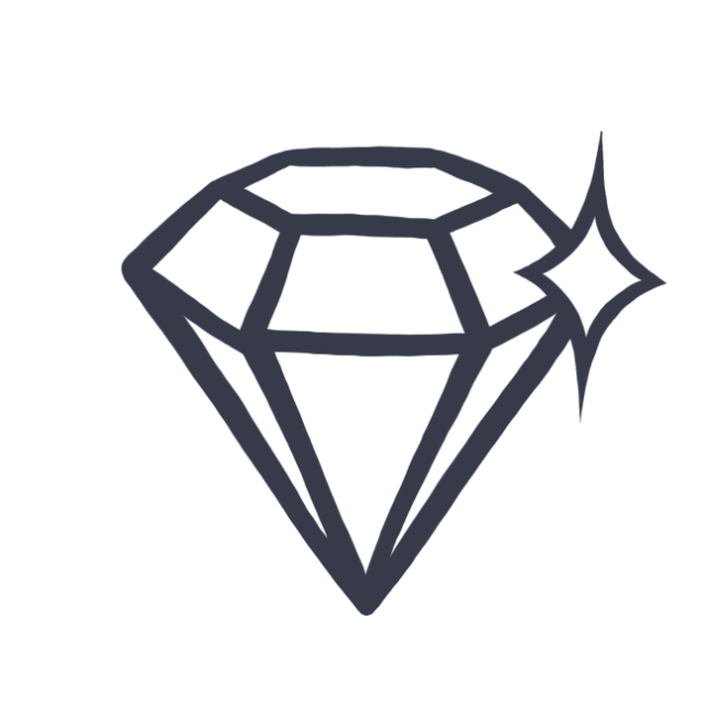 Simple, drawn icon of a diamond