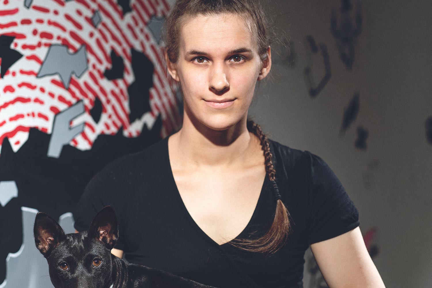 Graphics Programmer with her dog at the Ubisoft RedLynx game development studio in Helsinki, FInland.
